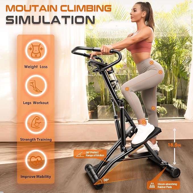 BODY RHYTHM Steppers for Exercise at Home, Power Stair Stepper Machine for Cardio & Climbing Training, Hydraulic Fitness Stepper with 12 Level Hydraulic Cylinders, Large LCD Monitor, Large Handlebar.