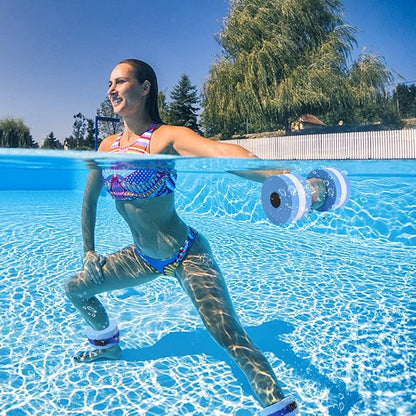 Water Aerobics Set for Aquatic Exercise, Pool Fitness Equipment Foam Water Dumbbell Set, New Upgrade Aquatic Dumbbells and Foam Swim Aquatic Cuffs, Water Workout Fitness Tool