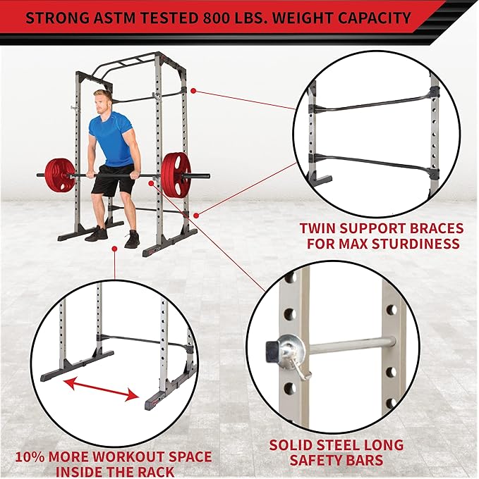 Fitness Reality Squat Rack Power Cage with | Optional LAT Pulldown & Leg Holdown Attachment | Squat and Bench Rack Combos| Super Max 810 XLT |