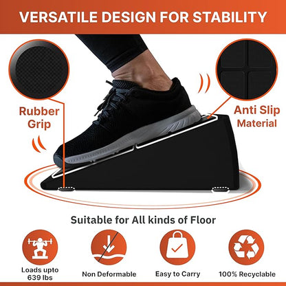 Slant Board Squat Wedge Calf Stretcher Incline Board | 3 pcs, 5 Adjustable Angle for Workout, Therapy, Gym Exercise, Lunges & Dead Lift -Anti Slip Grip included at Bottom & Top for better performance