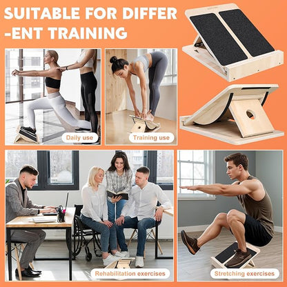 Slant Board for Calf Stretching, Adjustable Wooden Calf Stretcher Incline Board, Calf Stretch Board for Squats Leg Knees Heel Ankle Stretching