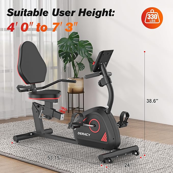 Recumbent Exercise Bike Indoor Magnetic Cycling Fitness Equipment for Home Workout Recumbent Stationary Bike for Adults Seniors