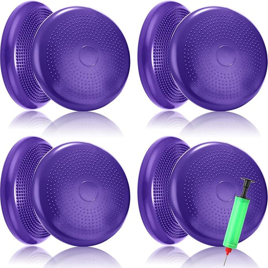 4 Pcs Wiggle Seat Flexible Inflated Wobble Cushion Stability Balance Pad Balance Disc Sensory Seat for Kids Men Women Fitness Physical Exercise Improving Posture Home School Office