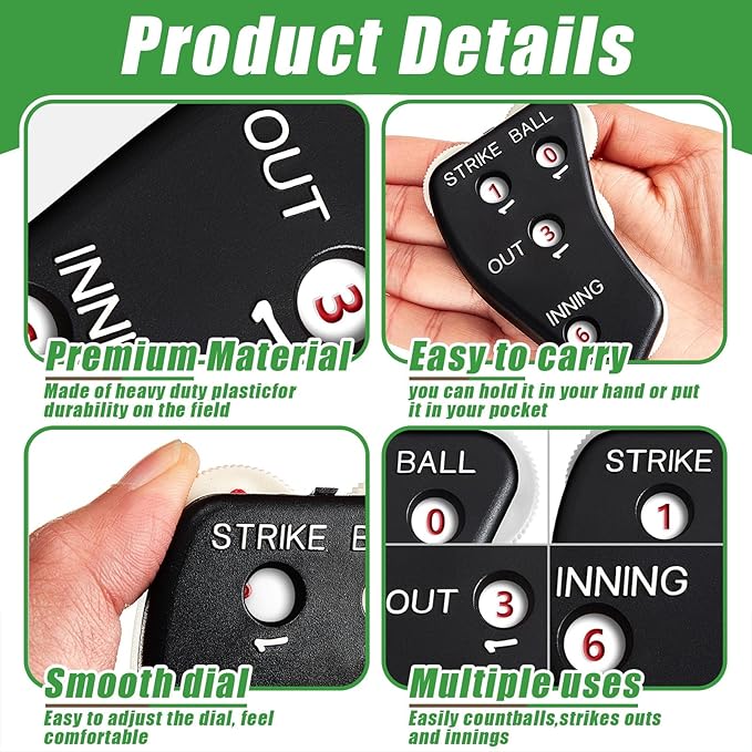 Dunzy 3 Pcs Umpire Gear Set includes Baseball Umpire Brush, Black Umpire Ball Bag and Umpire Indicator for Men Youth Referee Equipment Accessories Kit