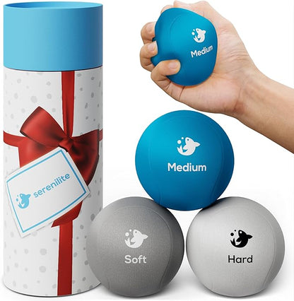 Serenilite Hand Therapy Exercise Stress Ball Bundle, Tri-Density Stress Balls for Adults & Grip Strengthening, Squeeze Balls for Hand Therapy, Hand Therapy Balls, Squeeze Ball, Hand Balls for Therapy