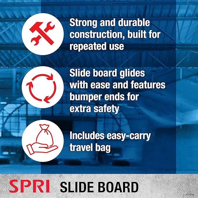 SPRI Slide Board (71" L x 20" W) with End Stops, Sliding Booties, Mesh Carrying Bag and Exercise Guide for Low Impact Balance Training (Skating, Hockey)