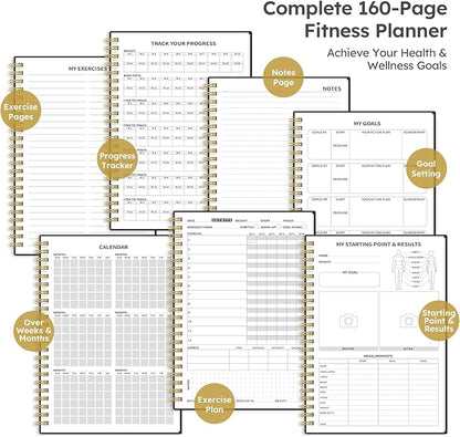 Fitness Workout Journal for Women & Men, A5(5.5" x 8.2") Workout Log Book Planner for Tracking, Progress, and Achieving Your Wellness Goals - Black(New)