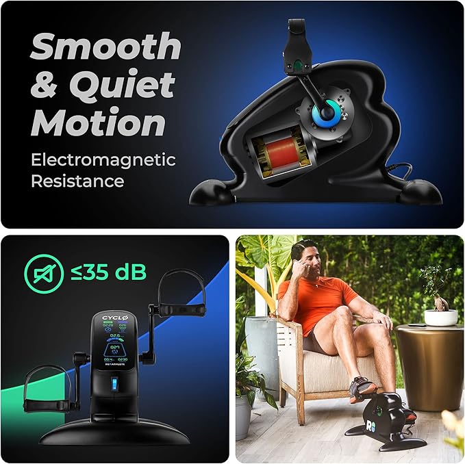 REATHLETE CYCLO: Under-Desk Bike/Pedal Exerciser | Desk Bike for Leg and Arm Exercises | Pedal Exerciser for Cardio Training, Fitness, & Rehabilitation | All-Digital, Light & Quiet Under-Desk Bike