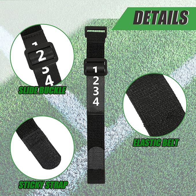 Football Referee Gear 3Pcs Football Down Indicator Football Yard Markers Official Football Numbered Wrist Football Referee Nylon Chain Clip Umpire Indicator Hook and Loop Referee Wristband Accessories