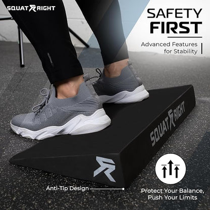 Squat Wedge - Premium Extra Wide & Durable Incline Slant Board - Calf Stretcher with Anti-Tip Design - Ideal for Enhancing Strength Weightlifting, Physical Therapy, and Improving Mobility