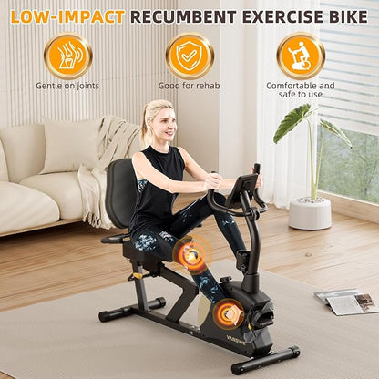 VANSWE Recumbent Exercise Bike for Adults Seniors - Recumbent Bikes for Home with Magnetic Resistance, Bluetooth and App Connectivity, Pulse Sensor