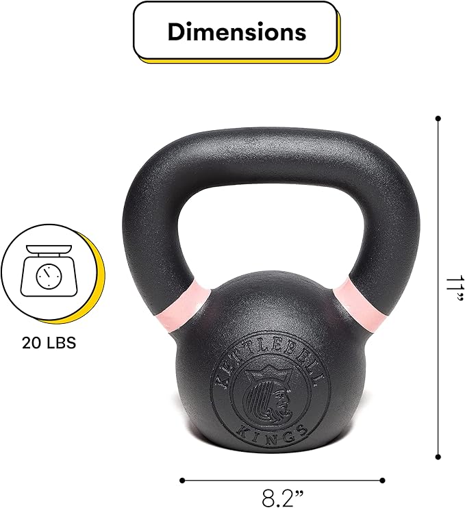 Kettlebell Kings Powder Coated Kettlebell Weights 5-90 LB | Workout Gym Equipment & Strength training sets for Women & Men | Durable Coating for Grip Strength, Rust Prevention