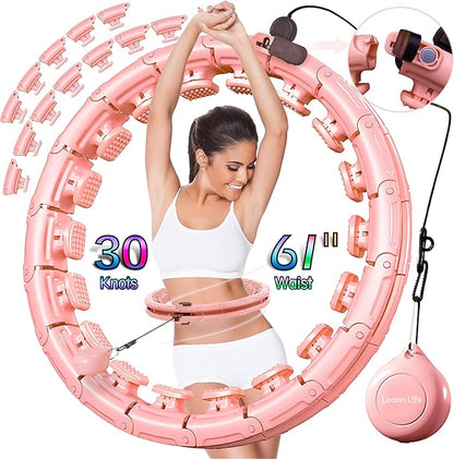 Leann L!fe-U1 30 Knots Waist 19"-61", Magnetic Lock Smart Weighted Hula Hoop for Kids & Adults Weight Loss, Infinity Hoop Plus Size, Children Adult Home Outdoors, Fitness Exercise, Abdominal Toner