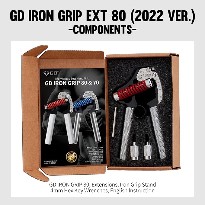 GD Iron Grip Hand Grip Strengthener (Adjustable Hand Grips for Strength Training) Wrist and Forearm Strength Trainer