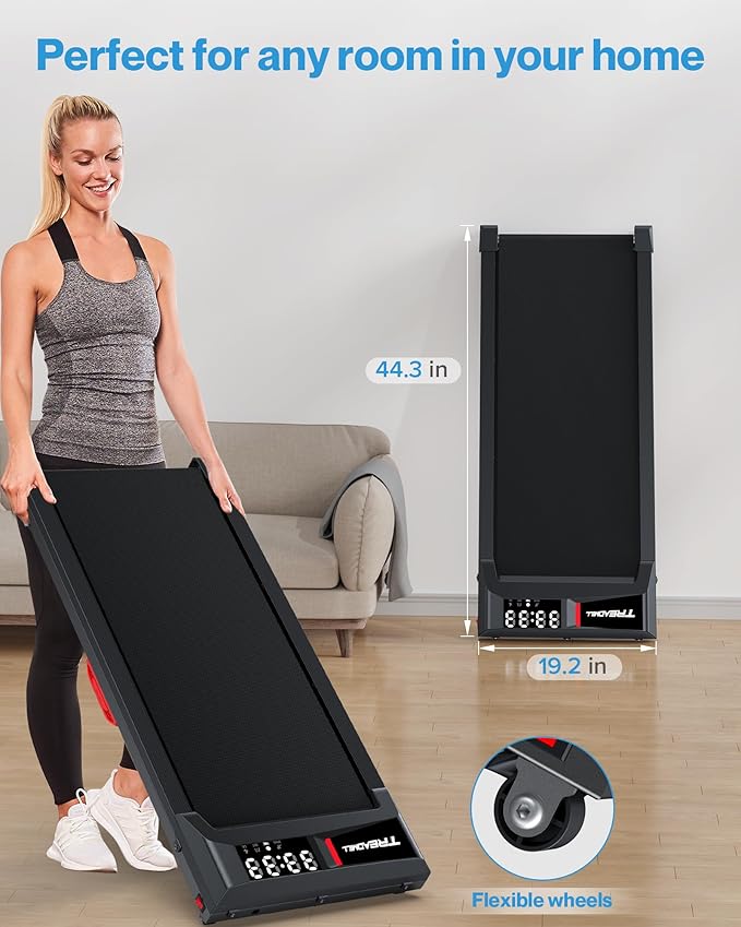 10% Incline Walking Pad Treadmill: [Voice Controlled] 2.5HP 300lbs Capacity Under Desk Walking Pad Works with KINOMAP WELLFIT APP for Home Apartment Office