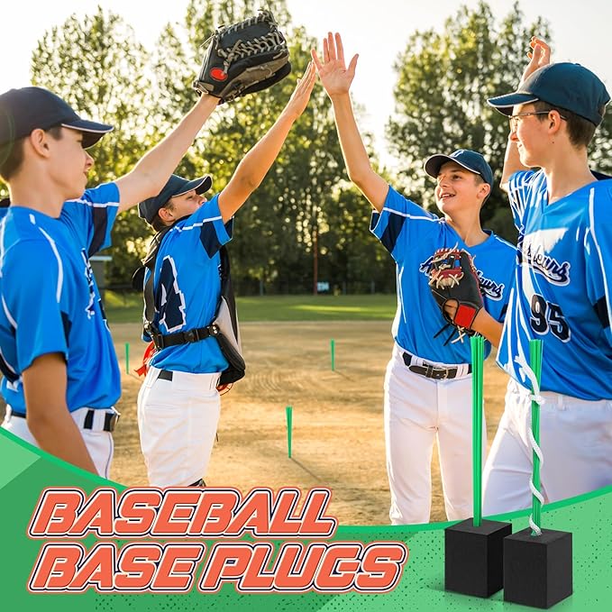 Shappy 24 Pieces Base Plug Baseball Base Plugs Anchor with Wooden Handle Garden Shovel Baseball Field Maintenance Equipment for Baseball Field Drill Softball Bases Accessories