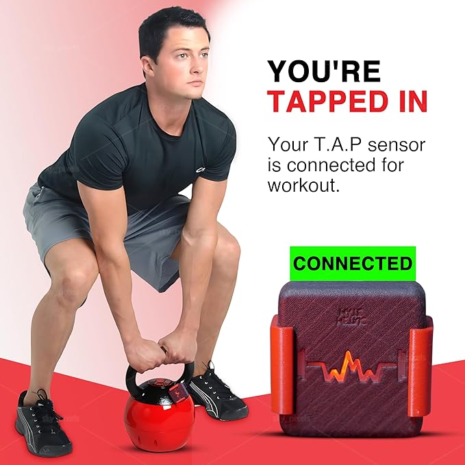 T.A.P. Sensor - Fitness Tracker - 3"x3" Lightweight Training Device - Connect to Your Barbell, Dumbbell, Kettlebell, Machine, Free-Weights - 6 Month App Premium Subscription