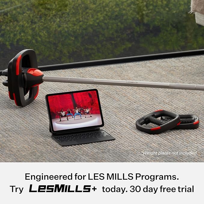 Les Mills™ SMARTBAR™ Exercise Barbell for Total Body Workouts, for Use with Free Weights at Home Workout Equipment, Workout Weights Plates, Hand Weights for Total Body Workouts