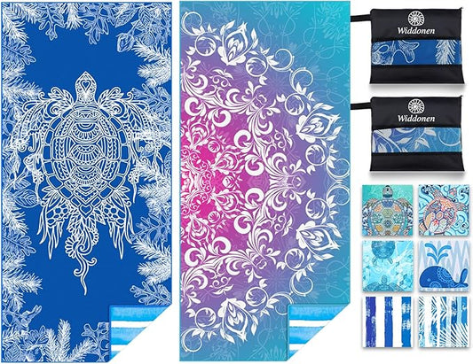 Microfiber Lightweight Beach Towel Sand Free Quick Dry Absorbent Thin Compact Towels for Swimming Pool Camping Beach Accessories Large Easy Pack Travel Things for Vacation Essentials Gift