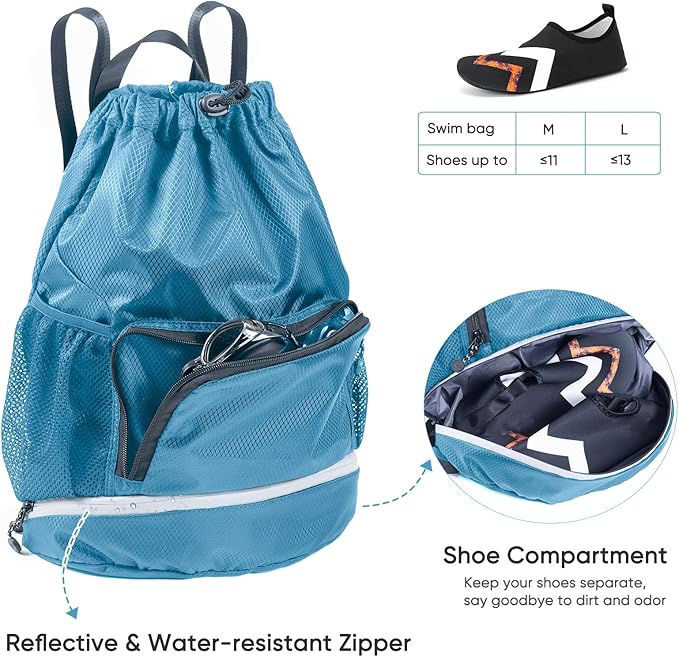 Swim Bag Beach Backpack Sports Drawstring Backpack - Gym Bag - Kids Swim Backpack Mens Beach Bag, Workout Bag