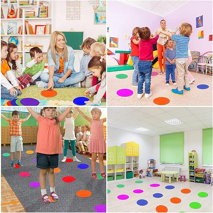 60 Pcs Poly Spot Markers Non-Slip Rubber Floor Dots for Gym, Flat Cones Agility Markers Poly Dots for Gym Floor Spot Markers for Sports Soccer Basketball Speed Agility Training Dance Classroom