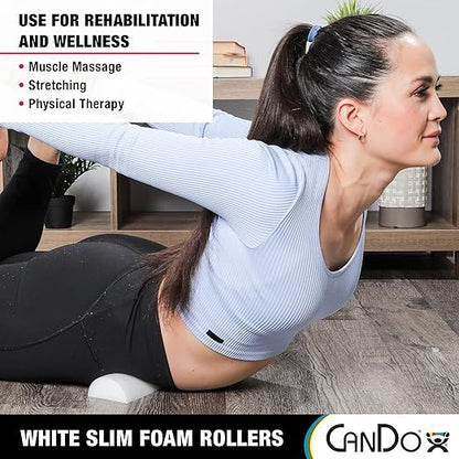 CanDo Slim White PE Foam Rollers for Exercise, Fitness, Muscle Restoration, Massage Therapy, Sport Recovery and Physical Therapy for Home, Clinics, Professional Therapy 3" x 36" Half-Round