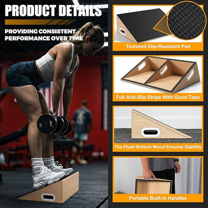 Slant Board, Calf Stretcher Slant Board for Calf Stretching, Squats, Knees Over Toes, Weightlifting, and Fitness, Larger Board Capability for More Professional Workout