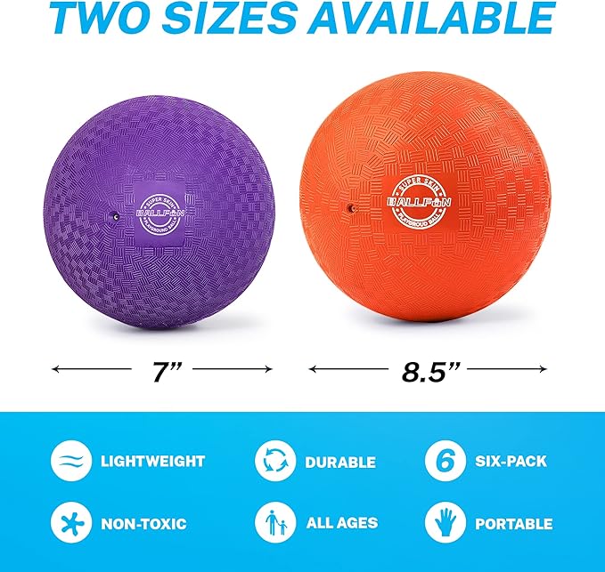 Dodgeballs Playground Balls, Dodge Ball Set for Kids & Adults, Bouncing Kickballs Handball for Outdoor & Indoor Games - Includes Pump & Mesh Storage Bag