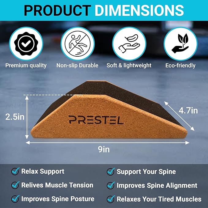 PRESTEL Non-Slip Squat Wedge Block (Pair) - Heel Elevated Squat Wedge for Men & Women | Professional Squat Ramp Improves Mobility Balance and Strength Performance | Suitable Workout Wedge for Squats