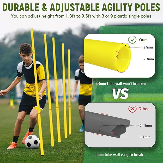 Soccer Agility Training Poles Soccer Training Equipment Soccer 6 Agility 10 Soccer 19.6 ft