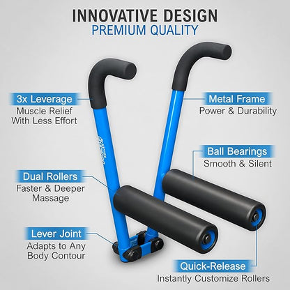 DoubleUP Roller Recovery Kit - Muscle Massager with Lever-Action Pressure Control and Quick-Change Rollers