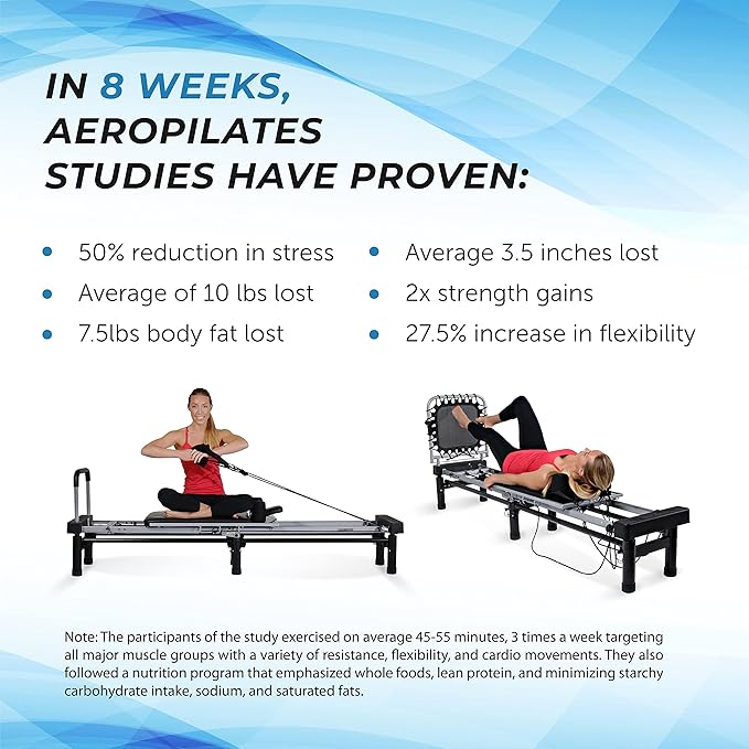 AeroPilates Reformer 266 - Pilates Reformer Workout Machine for Home Gym - Cardio Fitness Rebounder- Up to 300 lbs Weight Capacity