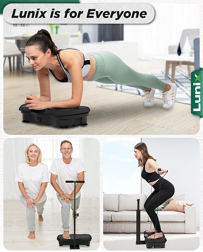 Lunix LX18 Whole Body Vibration Plate with Handles & Magnetic Acupoints, Power Plate Vibration Platform, Vibration Plate for Lymphatic Drainage, Vibrating Exercise Machine, with Phone Holder