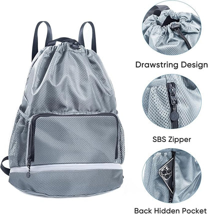 Swim Bag Beach Backpack Sports Drawstring Backpack - Gym Bag - Kids Swim Backpack Mens Beach Bag, Workout Bag