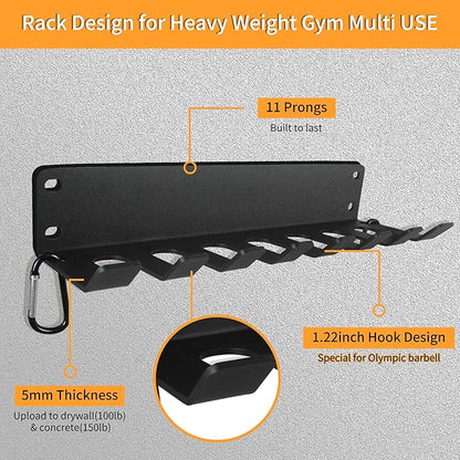 Home Gym Storage, Heavy-Duty Barbell Holder, Barbell Storage for Olympic Barbell, Gym Accessories Kettlebells Weight Bar Workout Rack Equipment Fitness Foam Roller Jump Rope Resistance Band