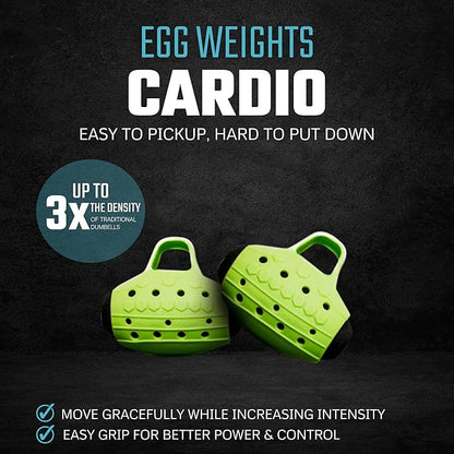 Cardio Ultra-Dense Metal Alloy Hand Weights With Anti-Slip Finger Loop Set of 2 for Yoga, Fitness Training for Men and Women - 2.0 lbs (Without Bag, Lime Green) + Free E-Book Workout Guide