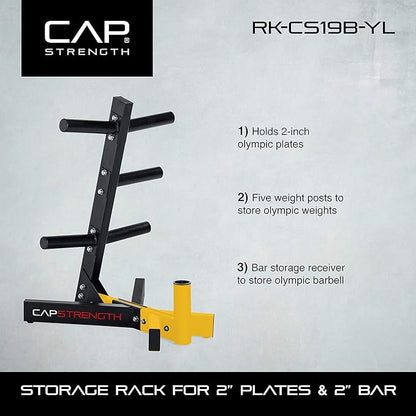 CAP Barbell Olympic Plate Tree Storage Rack, Multiple Colors