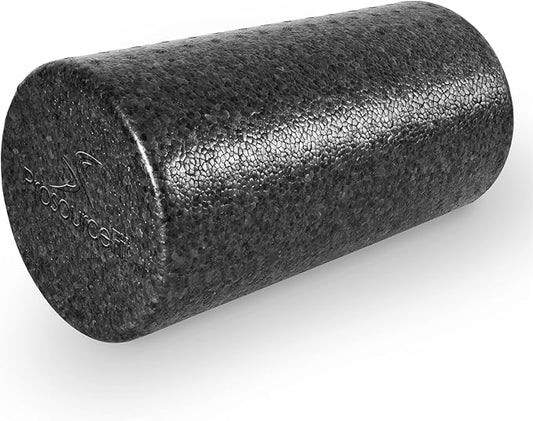 ProsourceFit High Density Foam Rollers 12 - Inches long, Firm Full Body Athletic Massage Tool for Back Stretching, Yoga, Pilates, Post Workout Muscle Recuperation, Black