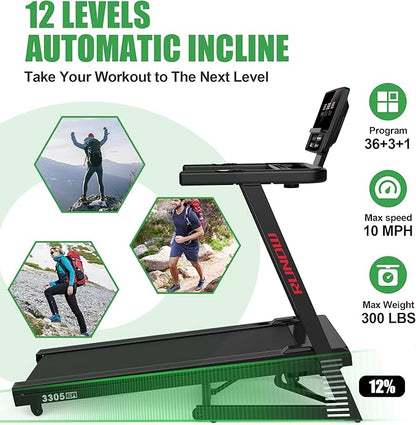 RUNOW Treadmill with Incline, Perfect as Treadmills for Home Walking and Running, Foldable Treadmill Support Bluetooth and Customized Programs, Easy Assembly Exercise Machine