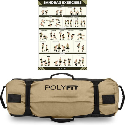 Polyfit Classic Sandbag - Heavy Duty Workout Sandbag for Fitness with 8 Gripping Handles for Sand Bag Weight Training - Multiple Colors & Sizes