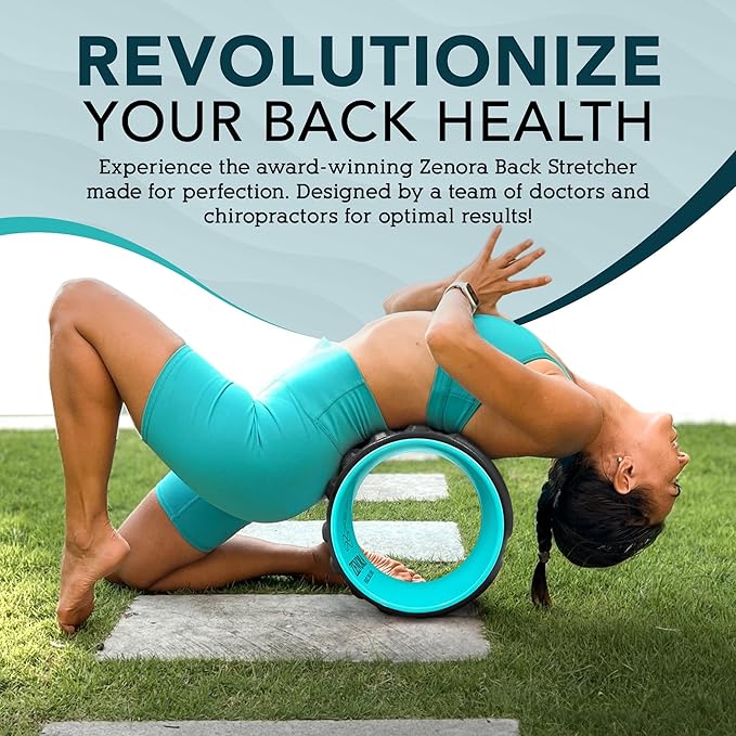 ZENORA Back Stretcher, Back Cracker & Back Roller, Back Pain Relief Product, Yoga Wheel, Foam Roller for Back, Back Stretching & Back Cracking Device, Back Popper. Comes with Instructions & Carry Bag