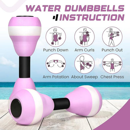 VIDELLY 2 Pieces Water Dumbbells Aquatic Exercise Dumbbells Pool Fitness Water Aerobic Exercise Foam Dumbbells Pool Resistance Sports EVA Foam Dumbbell Set Water Fitness Equipment for Weight Loss