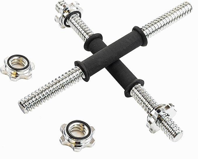 Threaded Dumbbell black Durable Rubber Handles/Adjustable Dumbbell Bar 32/35/40cm(12.6/14.2/15.7Inch) - 1 inch