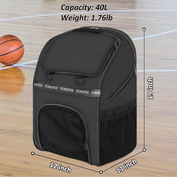 YOREPEK Basketball Bag, Large Basketball Backpack with Shoe Compartment and Ball Holder for daughter son, Water Resistant Soccer Bag for Sport Training Equipment Fits Volleyball Football Gym