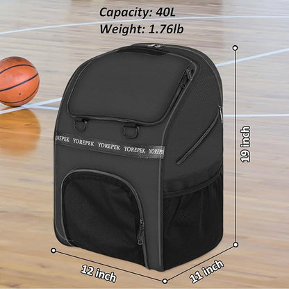 YOREPEK Basketball Bag, Large Basketball Backpack with Shoe Compartment and Ball Holder for daughter son, Water Resistant Soccer Bag for Sport Training Equipment Fits Volleyball Football Gym