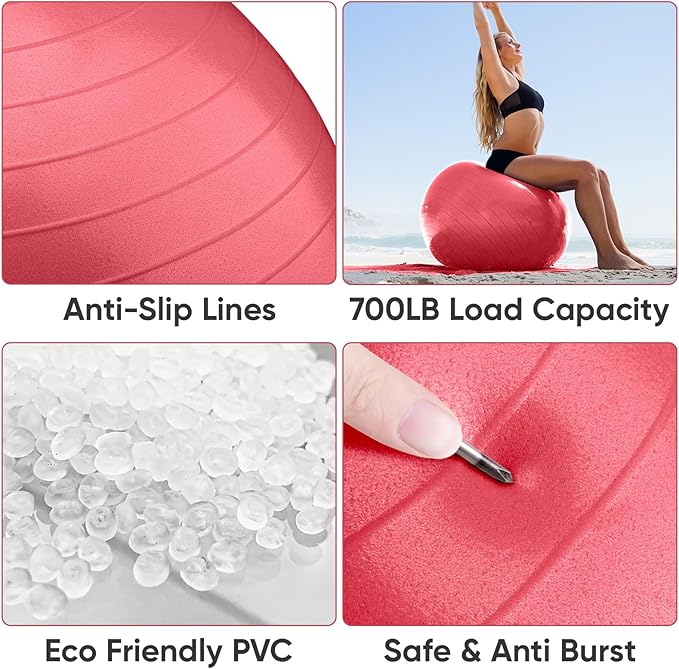 APEXUP Yoga Ball Exercise Ball, Pilates Ball, Anti Slip Stability Ball, Heavy Duty Gym Ball for Fitness, Balance, Core Workout, Physical Therapy