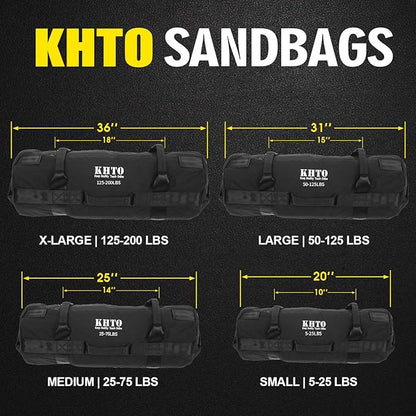 KHTO Sandbags-Heavy Duty Sandbags for Fitness Weighted Power Training-Adjustable Exercise Sandbags Gift Jump Rope& Cooling Towel