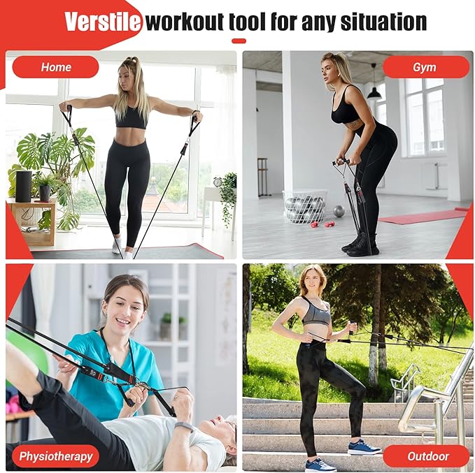 Resistance Bands with Handles for Women, 5 Level Exercise Bands Workout Bands for Physical Therapy, Yoga, Pilates, Door Anchor, Storage Pouch