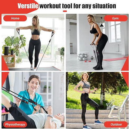 Resistance Bands with Handles for Women, 5 Level Exercise Bands Workout Bands for Physical Therapy, Yoga, Pilates, Door Anchor, Storage Pouch