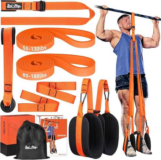 Pull Up Assistance Bands, 310 lbs Assistance Adjustable and Replaceable Pull Up Assist Band with Fabric Feet Mats, Hanging AB Straps for Pull Up Bar Resistance Bands with Door Anchor…